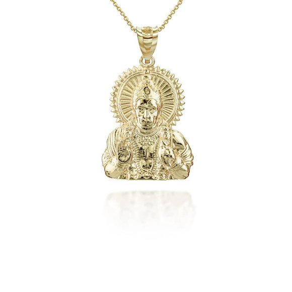 Solid 10k Gold Hanuman Pendant - Yellow, Rose, or White